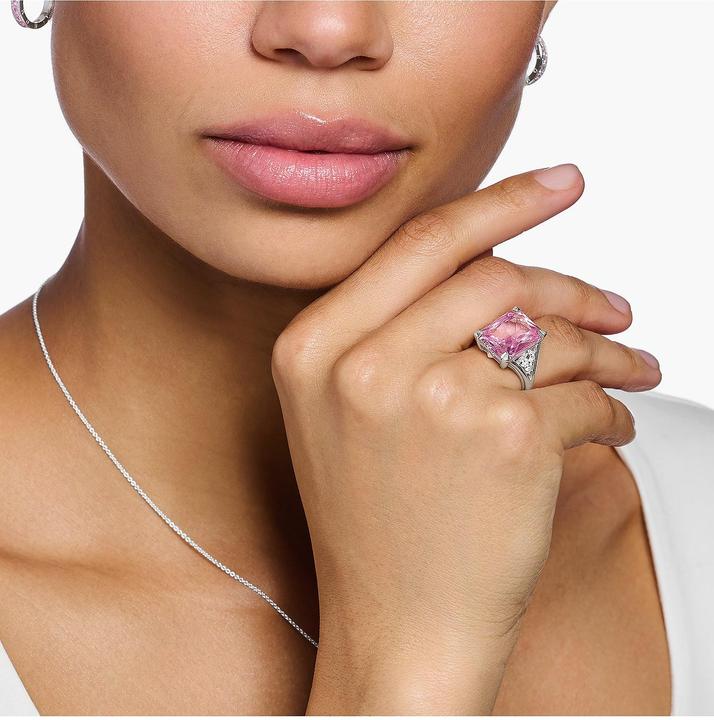 Produktbild Thomas Sabo Ring mit Pinken und Weissen Steinen Silber (56, 925 Silber)
