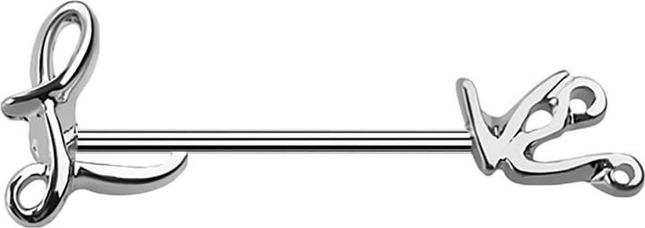 Produktbild Star Piercing Barbell silber Love (ohne Messing, Chirurgenstahl 316L)