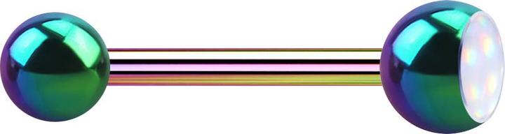 Produktbild Star Piercing Barbell farbig mit Kugel und Kugel Epoxidstein weiss (ohne Messing, Chirurgenstahl 316L)
