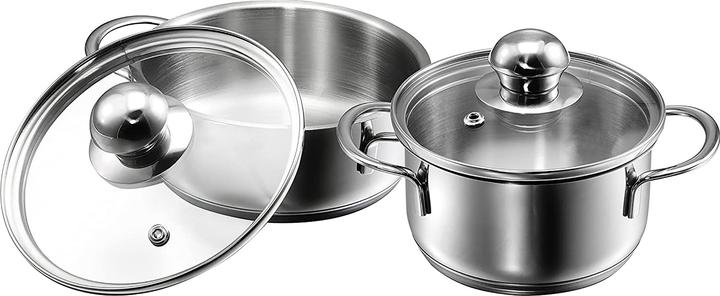 Produktbild Kopf Mini Topfset Parvus (Edelstahl, 2-teilig, 12 + 14 cm, inkl. Glasdeckel, Induktion) (Bratpfanne, Kochtopf, Edelstahl)