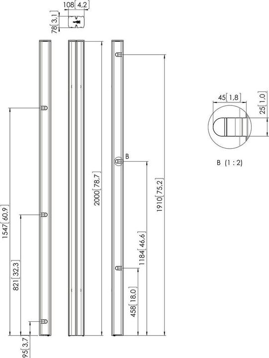 Image du produit Vogels PUC 2720 Tube de support, 200 cm, argenté (160 kg)