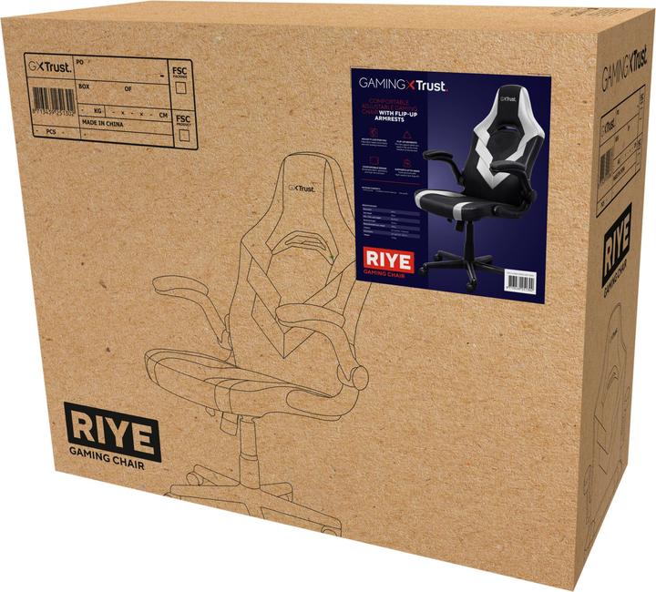 Produktbild Trust GXT 703W Riye Gaming-Stuhl Schwarz/Weiss