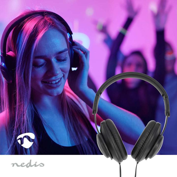Immagine prodotto Nedis Cuffie Over-Ear con cavo | Lunghezza del cavo: 1,20 m | Controllo del volume | Nero (Cablato)