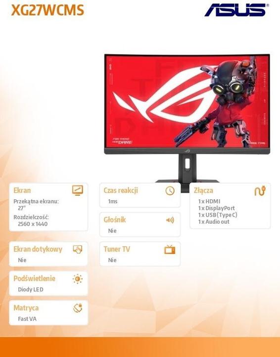 Produktbild ASUS ROG Swift XG27WCMS (2560 x 1440 Pixel, 27")