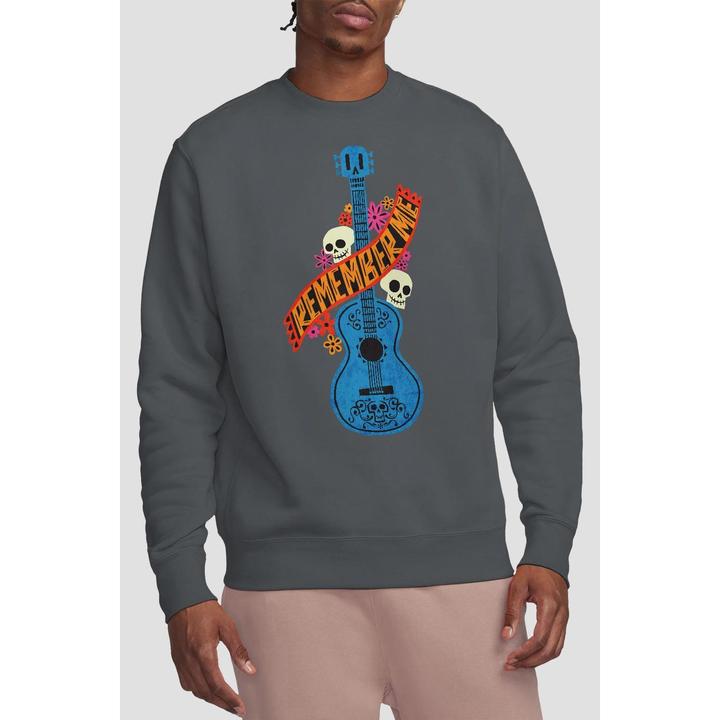 Actual product image La Maison du Coco Unisex Adult Remember Me Guitar With Skulls Sweatshirt (XL)
