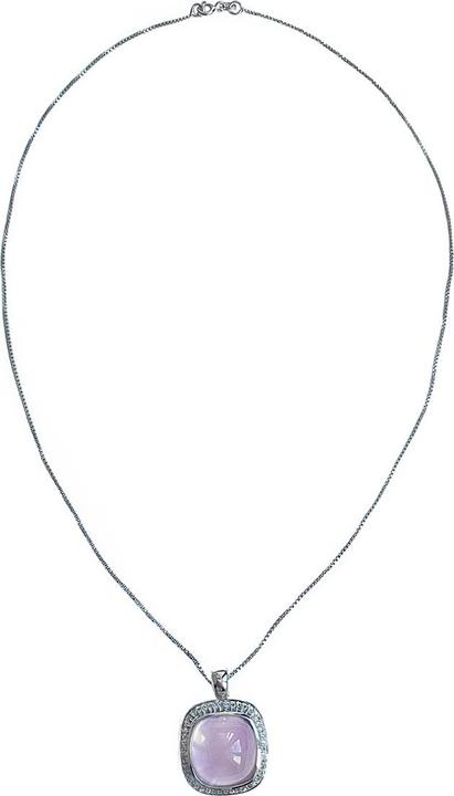 Immagine prodotto Xen Ciondolo con catena quarzo rosa cabochon 45 cm argento 925 (Argento 925, 45 cm)