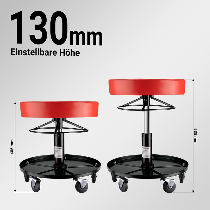 Produktbild Wiltec XPOtool Rollhocker höhenverstellbar 40,5-53,5cm Drehhocker bis 150kg Hocker (150 kg)