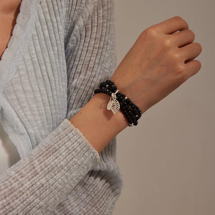 Image du produit Andreani Armband mit Blattanhänger aus echtem Lavastein (8 cm)