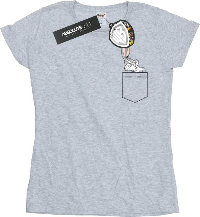 Actual product image Looney Tunes Womens/Ladies Bugs Bunny Faux Pocket Cotton T-Shirt (XL)