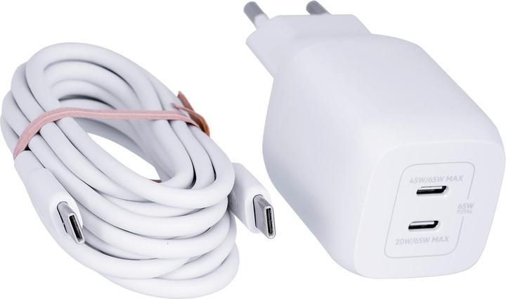 Image du produit Belkin Dual USB-C GaN Ladegerät mit Power Deliver und PPS Technologie inkl. 2 Meter USB-C Kabel (65 W)
