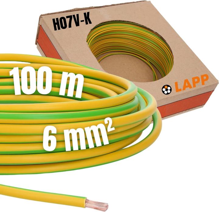 Actual product image Lapp Strand H07V-K 1 x 6 mm² Green-Ge (100 m)