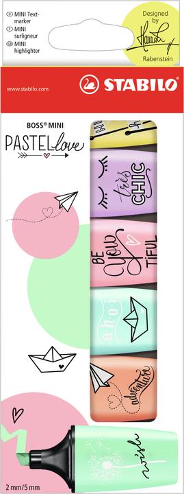 Actual product image STABILO BOSS MINI Pastel Love Highlighter (Multicoloured, 5 mm, 6 x)