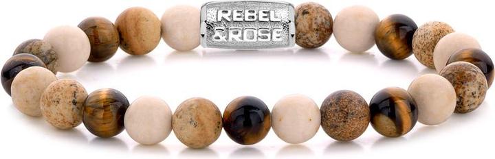 Image du produit Rebel Rose - Beaded bracelet Autumn Love RR-80063-S - Dimension : 19 cm - L (M) (19 cm, Fossile, Acier inoxydable, œil de tigre)
