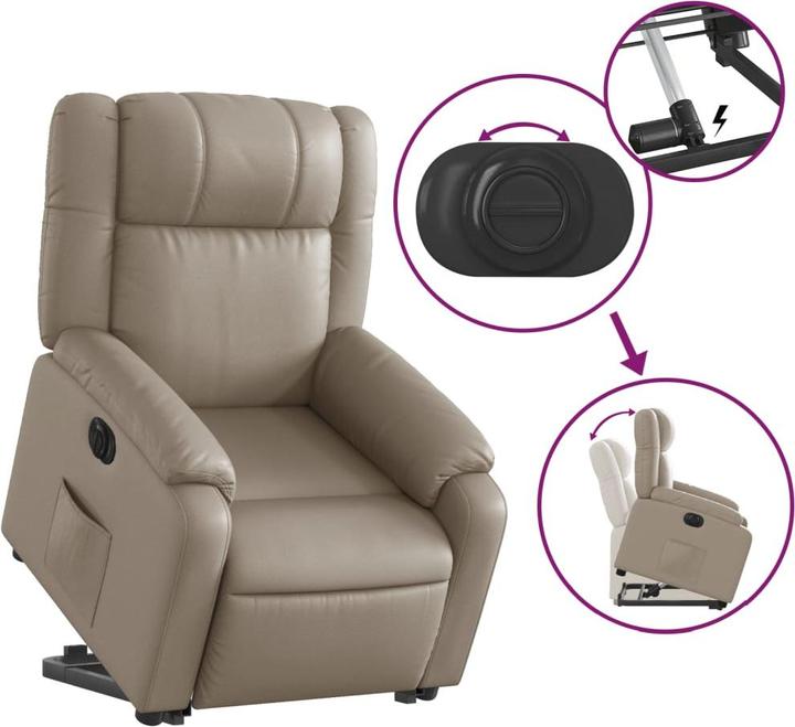 Produktbild VidaXL Relaxsessel mit Aufstehhilfe Elektrisch Cappuccino Kunstleder