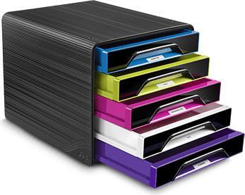 Actual product image Cep Drawer box Smoove GLOSS, 5 drawers, black / colourful (A4)