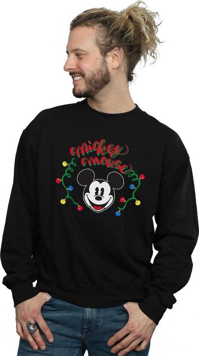 Actual product image Disney Mens Mickey Mouse Christmas Light Bulbs Sweatshirt (S)