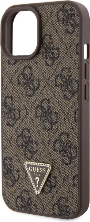 Actual product image Guess PU Leather Metal Logo Rhinestone Crossbody Case for Apple iPhone 15 - brown (Apple iPhone 14, Apple iPhone 15, Apple iPhone 13)
