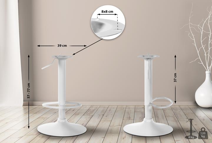 Image du produit CLP Piètement de rechange pour tabouret de bar 8 x 8 cm, blanc