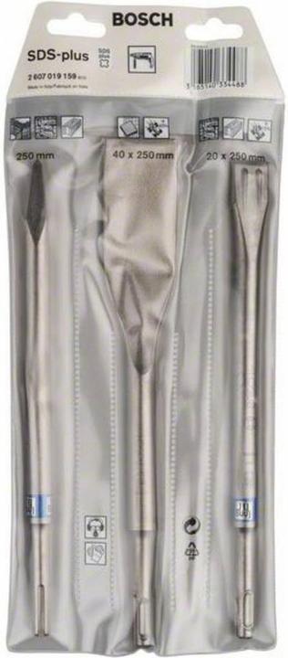 Actual product image Bosch Professional Zubehör 3-piece chisel set, SDS plus, 0/20/40 mm (250 mm)