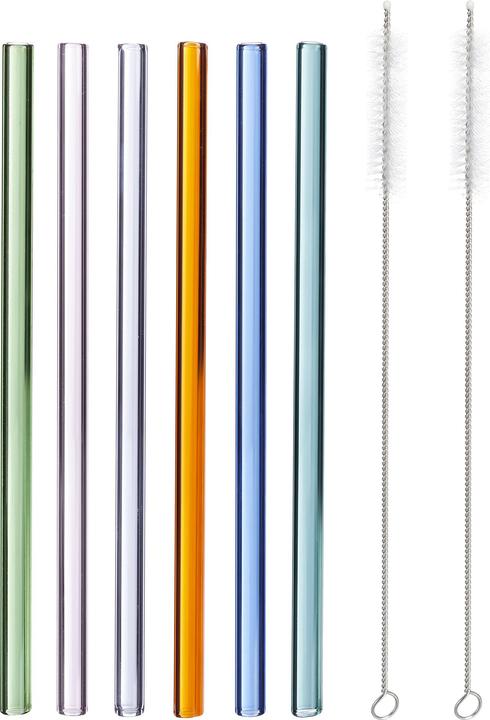 Image du produit Relaxdays 6 x pailles en verre, multicolores (6 x)