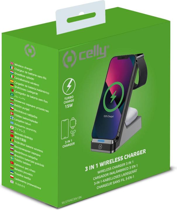 Produktbild Celly Universal Wireless Charging Wlstand3in1bk 3in1 Black (15 W)