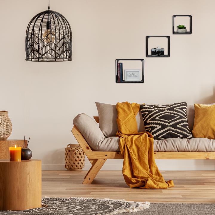 Actual product image Relaxdays Cube Wall Shelf Set of 3, Living Room (30 x 15 x 25 cm)