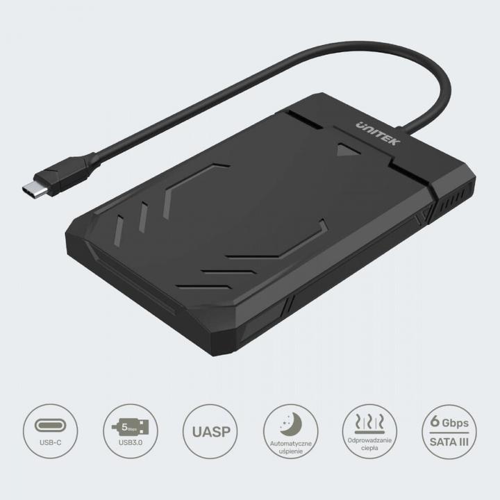Actual product image Unitek Obudowa USB-C Hdd/Ssd Sata Uasp 5gbps (2.5")