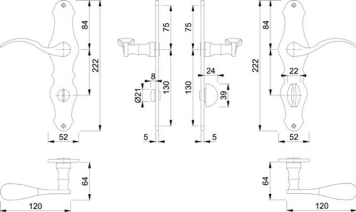 Actual product image Hoppe Long plate fitting Weimar M112SLN/2007 Brass F71 SK/OL 78 mm DIN left / right (Door plate set)