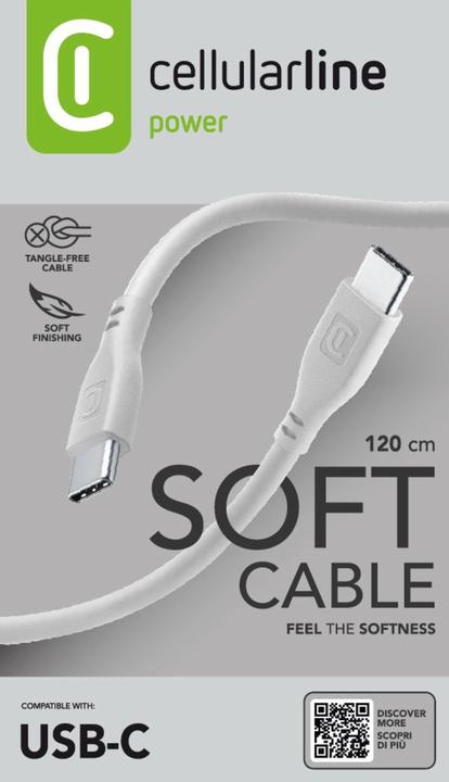 Actual product image Cellularline Soft cable 120 cm - USB-C to USB-C (1.20 m, USB 3.2 Gen 1)