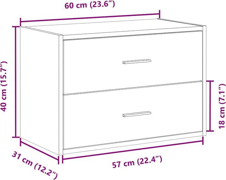 Image du produit VidaXL Armoire avec 2 tiroirs imitation chêne brun 60x31x40 cm (60 x 31 x 40 cm)
