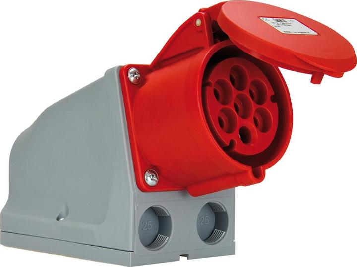 Actual product image PCE 927-6v Wall box loopable 32A 7p 6h IP44