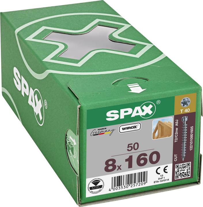Produktbild Spax Zylinderkopfschraube WIROX Vollgewinde T-Star Plus Ø 8x160 mm (50 Stück) (50 Schrauben pro Stück)