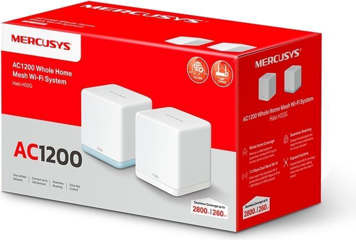 Actual product image Mercusys WL-Router Halo H1200G Home Mesh WiFi System 2-Pack