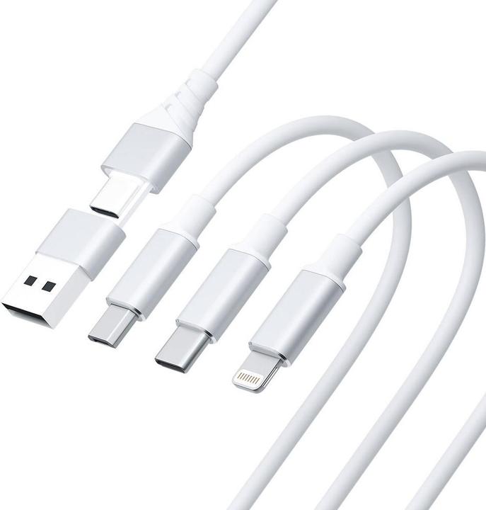 Actual product image 3MK Hyper Cable 3w1 USB-A/USB-C - USB-C/Micro/Lightning 1.5m Biały/White cable (1.50 m, USB 3.2 Gen 1, 12 W)