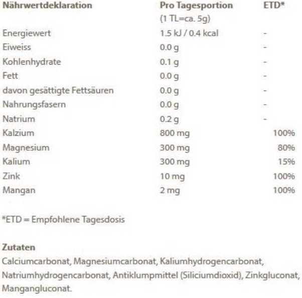 Nutritional values and ingredients Burgerstein Probase (1 Piece, Powder, 125 g)