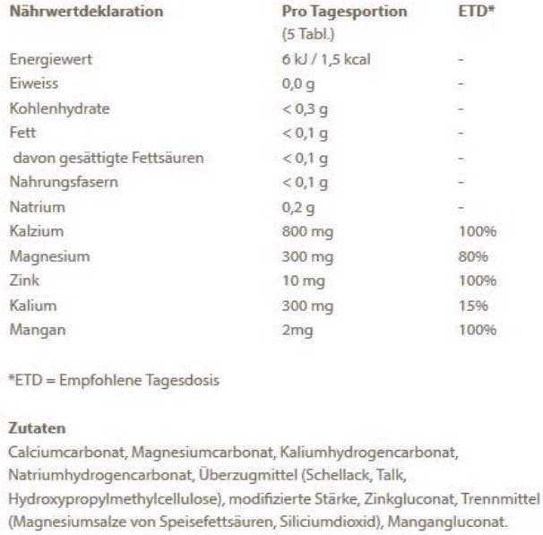 Valori nutrizionali e ingredienti Burgerstein probase (300 Pezzo/i, Pillole, 320 g)