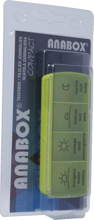 Produktbild Anabox Medidispenser compact Tagesbox grün 4 Fächer im Blister deutsch/französisch/italienisch