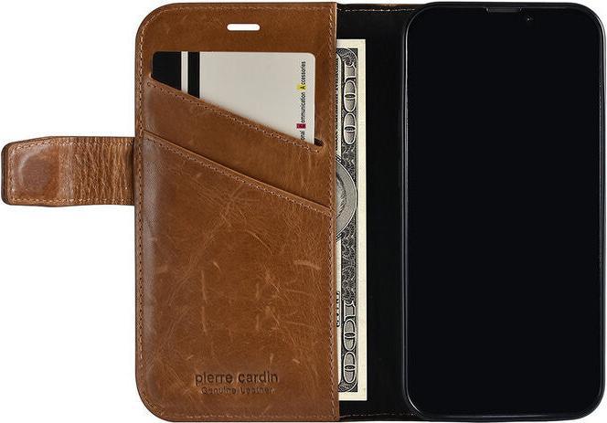 Produktbild Pierre Cardin Case iPhone 13 Mini - Echt Leder Book Case braun & 6 Kartenfächer (Apple iPhone 13 mini)