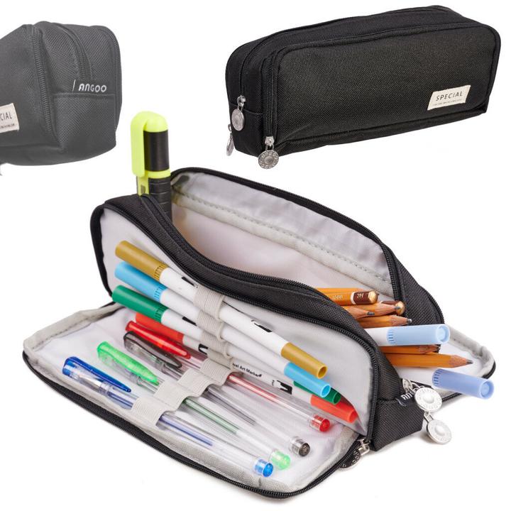 Produktbild Ikonka Schule dreifach Beutel Kosmetiktasche 3in1 schwarz