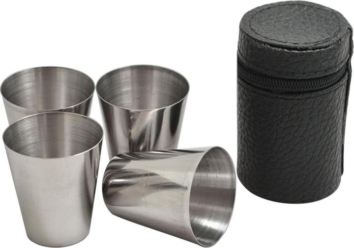Produktbild JTI 4x kleine Gläser aus Edelstahl mit Aufbewahrung (0.30 dl, 4 x, Schnapsgläser + Shotgläser)