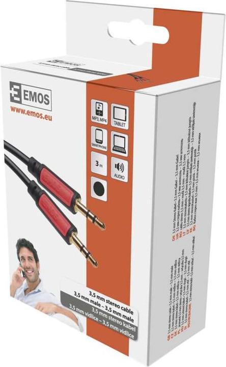 Produktbild Emos Klinkenkabel 3,5mm stereo, Stecker - 3,5mm Stecker, 3m (3 m)