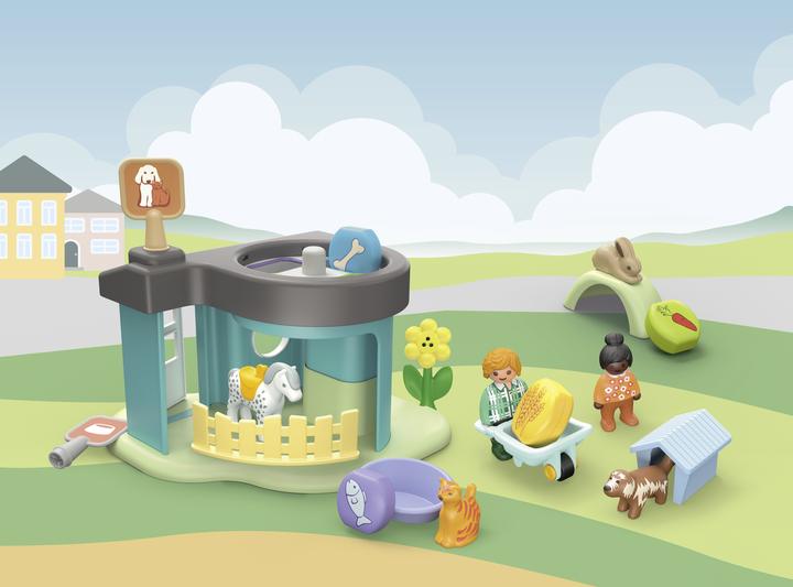 Actual product image Playmobil 71136 1.2.3: Pet boarding with food dispenser (71136, Playmobil 1.2.3)