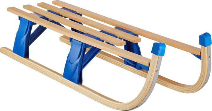 Actual product image tectake Folding wooden sled Jeffrey with pull rope, snowball tongs
