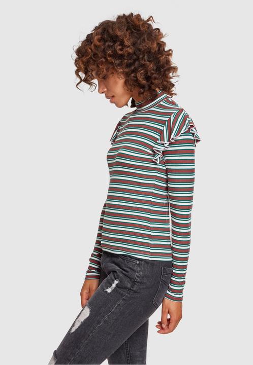 Actual product image Urban Classics Ladies Rib Striped Volant Turtleneck L/S (5XL)