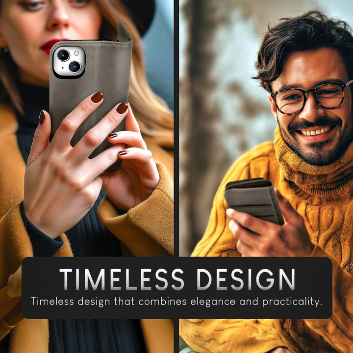 Actual product image Nalia Genuine leather flip case cover with magnetic fastener (Apple iPhone 15)