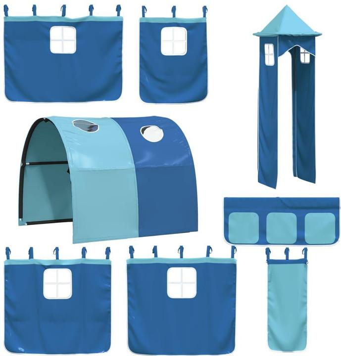 Produktbild VidaXL Etagenbett mit Rutsche und Gardinen (90 x 200 cm)