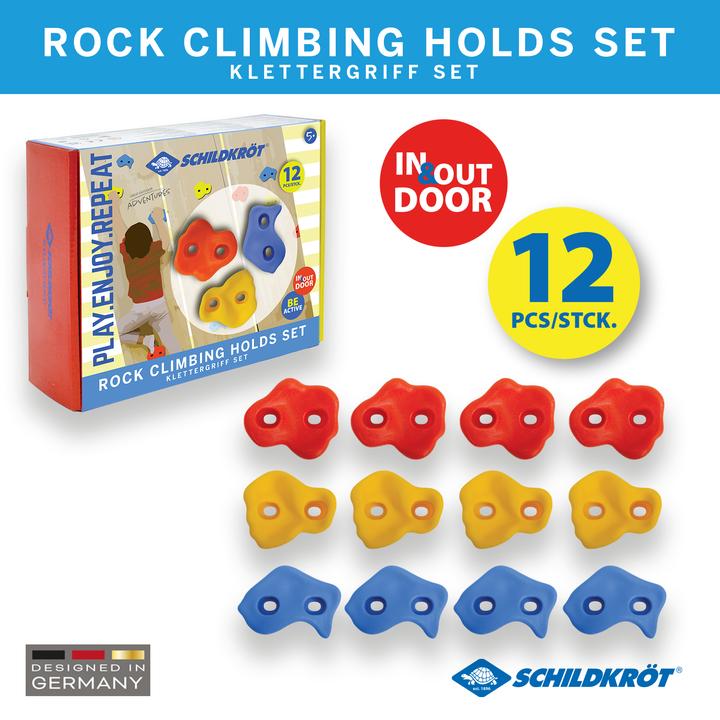 Produktbild MTS Schildkröt® Kinder Klettergriffe, 12 Griffe zum Bouldern in 3 versch. Formen, für Indoor und Out (Multicolore)