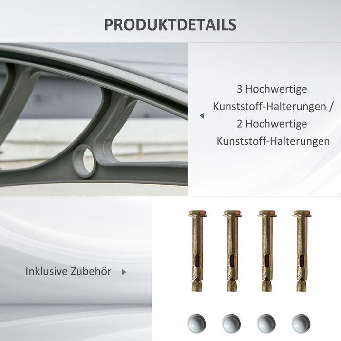 Immagine prodotto Swisshandel24 Vordach für Haustür 100 x 75 cm Pultbogenvordach aus Aluminium und Polycarbonat, silber