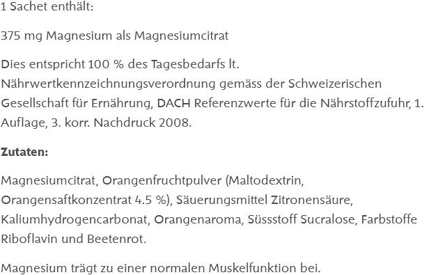 Nährwerte und Zutaten magnesium diasporal 375 activ (20 Stück, Granulat, 150 g)