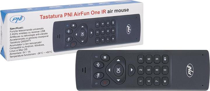 Produktbild PNI AirFun One IR-Air-Maus-Tastatur und Mini-QWERTY-Tastatur für Computer, Mini-PC und Mediaplayer (DE, Kabellos)